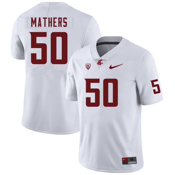 Men #50 Cooper Mathers Washington Cougars College Football Jerseys Sale-White - Click Image to Close
